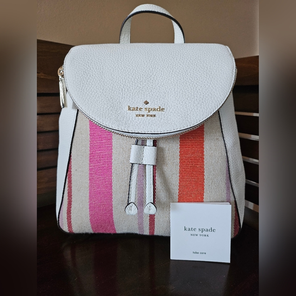 Kate Spade Canvas & Pebbled Leather Backpack! NWOT! - Picture 15 of 15